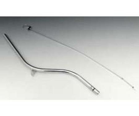 Full Size Chevy Transmission Oil Dipstick & Tube, TH350 Automatic, Chrome, 1958-1972
