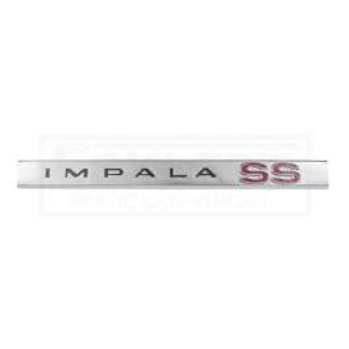 Full Size Chevy Trunk Molding Emblem, Impala SS, 1965