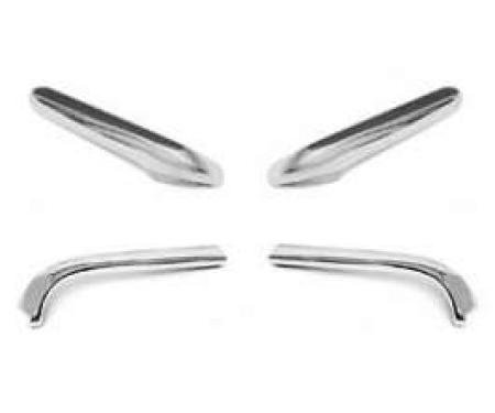 Full Size Chevy Hood Bar Extension Molding Set, Inner & Outer, 1958