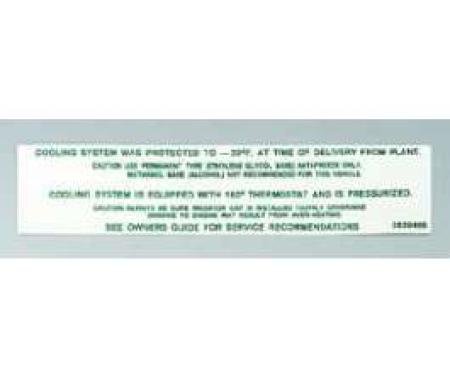 Full Size Chevy Cooling System Decal, Passenger Car, 1961-1964