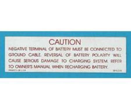 Full Size Chevy Battery Caution Decal, 1962-1963