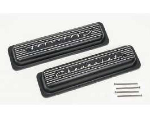 Full Size Chevy Valve Covers, Classic-Style, Aluminum, Black, 1958-1972