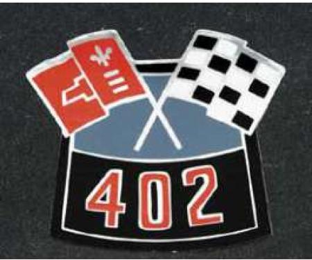 Full Size Chevy Air Cleaner Decal, 402ci Crossed-Flags, 1965-1972