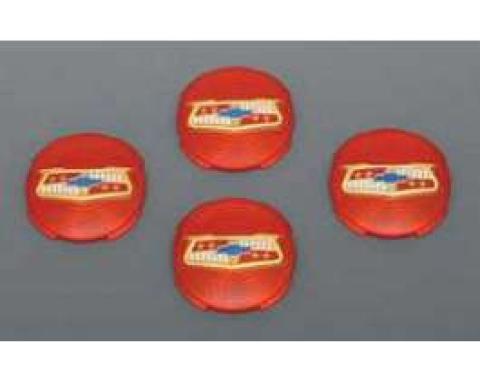 Full Size Chevy Wheel Spinner Emblem Inserts, 1958