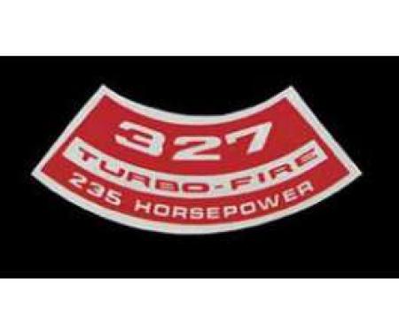 Full Size Chevy Air Cleaner Decal, 327ci/235hp, Turbo-Fire, 1969