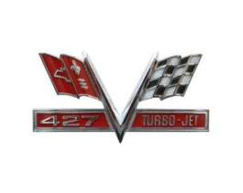 Full Size Chevy Metal Sign, 427 Turbo-Jet Cross Flags