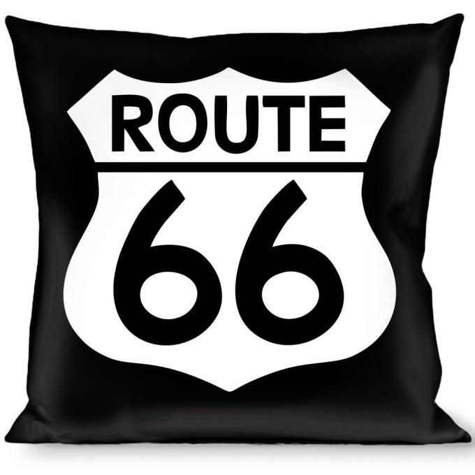 Buckle-Down Throw Pillow - ROUTE 66 Highway Sign Repeat Black/White
