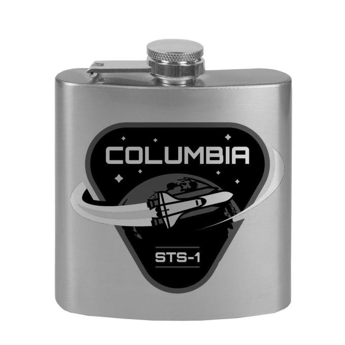 Stainless Steel Flask - 6 OZ - COLUMBIA STS-1 Space Shuttle Tonal Grays
