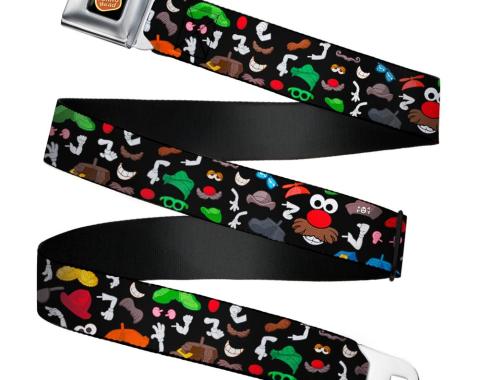MR. POTATO HEAD Logo Seatbelt Belt - Mr. Potato Head Parts Scattered Black Webbing
