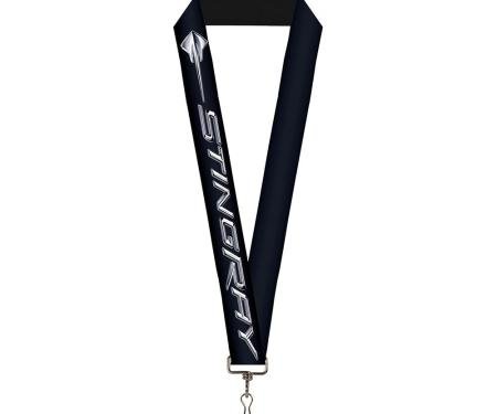 Lanyard - 1.0" - C7 STINGRAY Logo Black/Silver