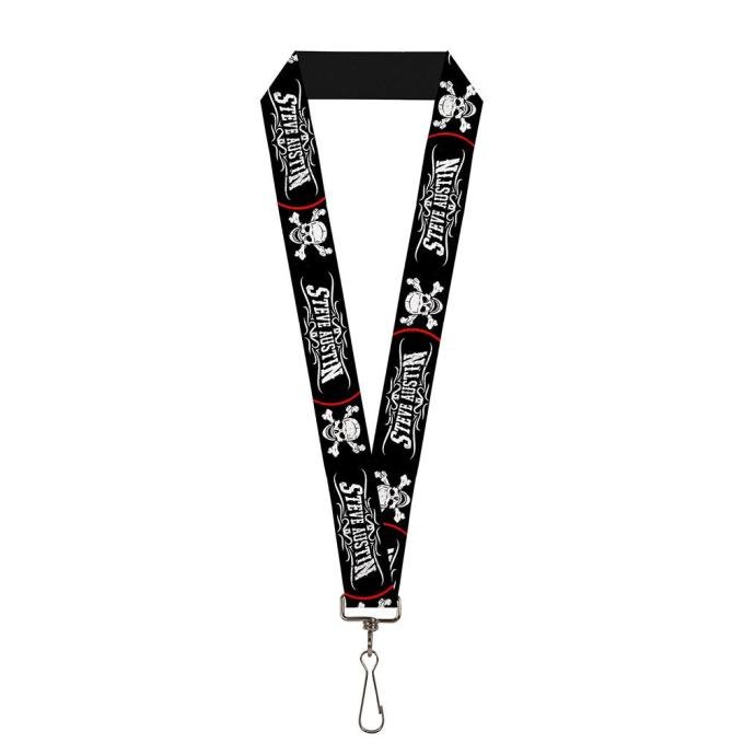 Lanyard - 1.0" -  Stone Cold STEVE AUSTIN/Skull & Cross Bones Black/White/Red