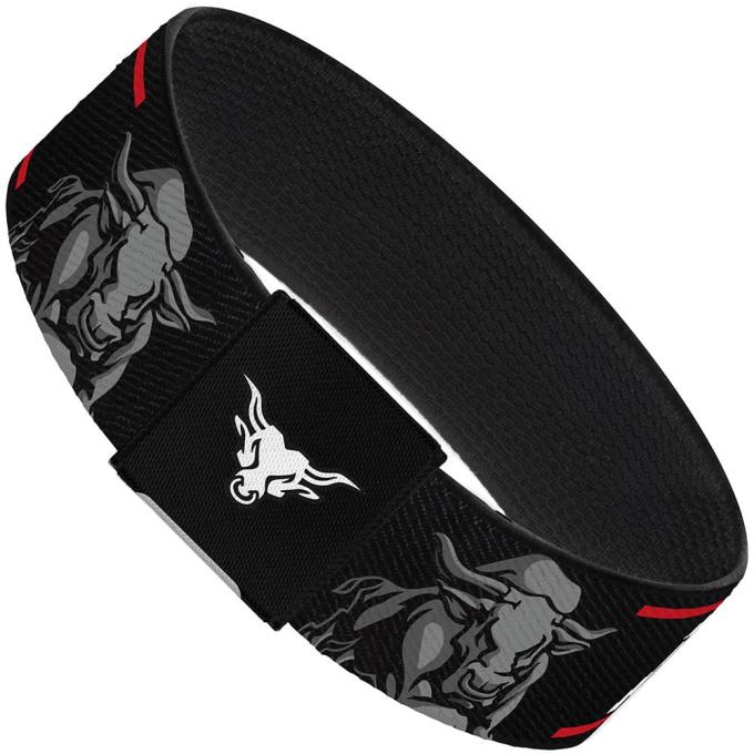 Elastic Bracelet - 1.0" - THE ROCK/Bull Charge Black/Red/White/Grays