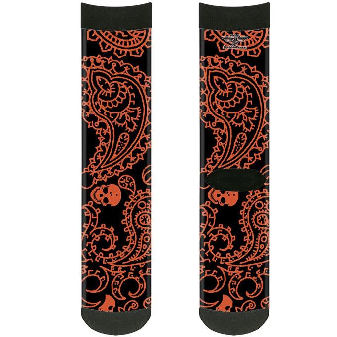 Sock Pair - Polyester - Bandana/Skulls Black/Orange - CREW