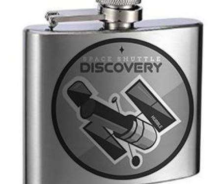 Stainless Steel Flask - 6 OZ - SPACE SHUTTLE DISCOVERY 1984-2011 Space Shuttle Tonal Grays