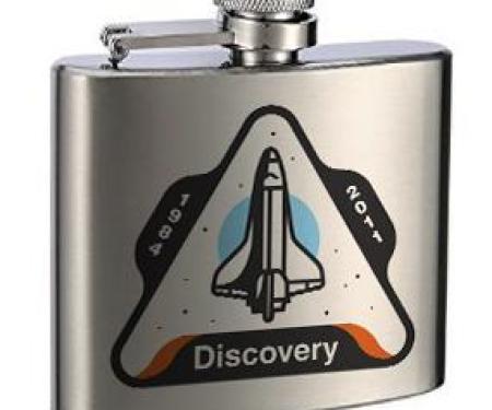 Stainless Steel Flask - 6 OZ - SPACE SHUTTLE DISCOVERY 1984-2011 Space Shuttle White/Gray/Blue/Orange