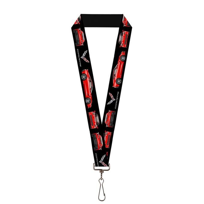 Lanyard - 1.0" - C7 Logo/C7 Blueprints Black/Red