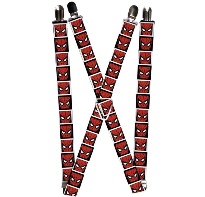 MARVEL COMICS
Suspenders - 1.0" - Spider-Man Face Black/White Blocks