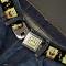 Sponge Bob Face CLOSE-UP Seatbelt Belt - Sponge Bob 3-D Pose Flip Black Webbing