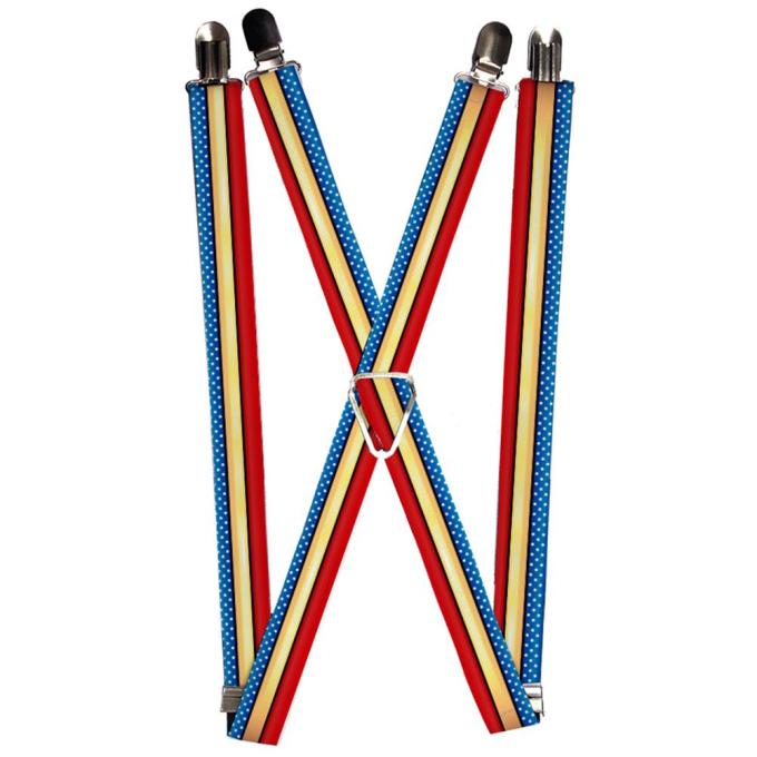 Suspenders - 1.0" - Wonder Woman Stripe/Stars Red/Gold/Blue/White