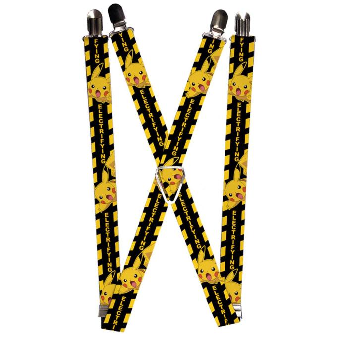 Suspenders - 1.0" - Pikachu Attack Warning ELECTRIFYING Black/Yellow