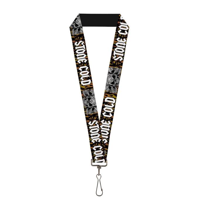 Lanyard - 1.0" -  STONE COLD Steve Austin Flaming Skulls Trio Black/Oranges/Grays/White