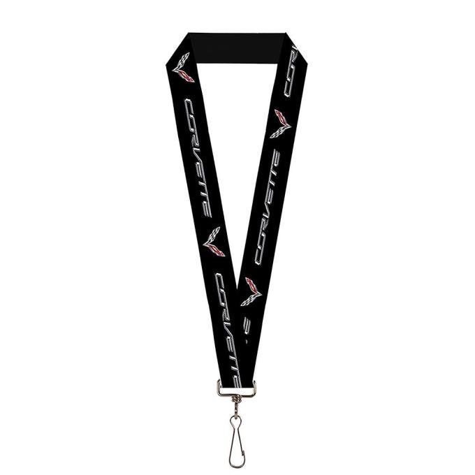 Lanyard - 1.0" - CORVETTE/C7 Logo Black/Silver/Red