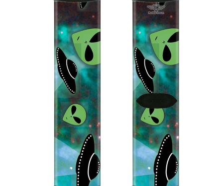 Sock Pair - Polyester - Aliens & UFO's Galaxy/Green/Black/White - CREW