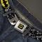 Batman Full Color Black/Yellow Seatbelt Belt - Bat Signals Stacked/Repeat Gray/Black/Yellow Webbing