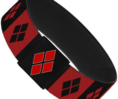 Elastic Bracelet - 1.0" - Harley Quinn Diamond Blocks Red/Black Black/Red
