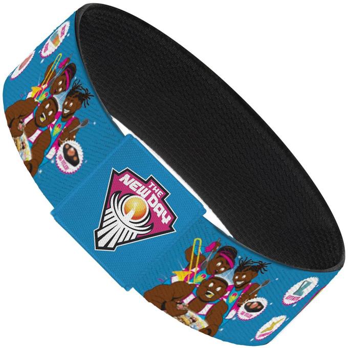 Elastic Bracelet - 1.0" - The New Day BOOTY O's Group Pose Blue/Pinks/Yellows/White