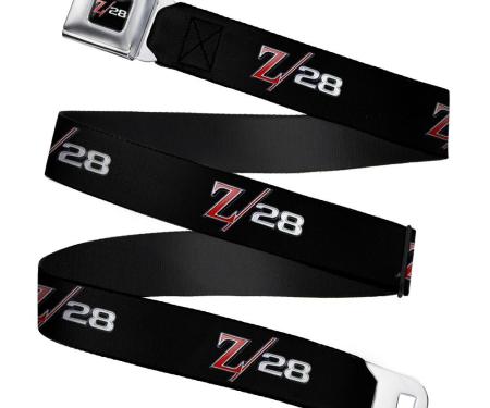 1969 Camaro Z/28 Emblem Full Color Black/Silvers/Red Seatbelt Belt - 1969 Camaro Z/28 Emblem Black/Silvers/Red Webbing