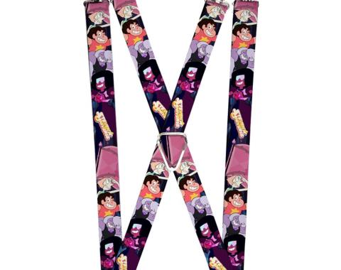 Suspenders - 1.0" - STEVEN UNIVERSE 4-Crystal Gem Characters Stacked