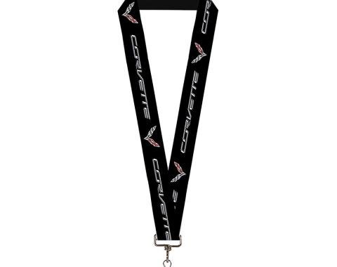 Lanyard - 1.0" - CORVETTE/C7 Logo Black/Silver/Red