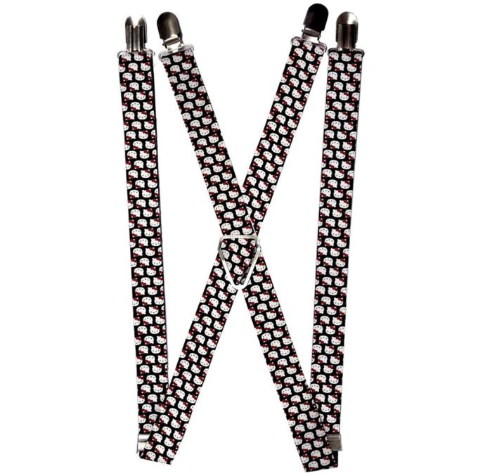 Suspenders - 1.0" - Mini Hello Kitty Flip Faces Black