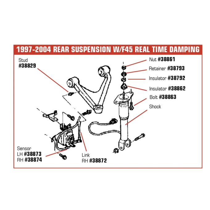 Corvette Position Sensor, Rear Right with F45, 1997-2004