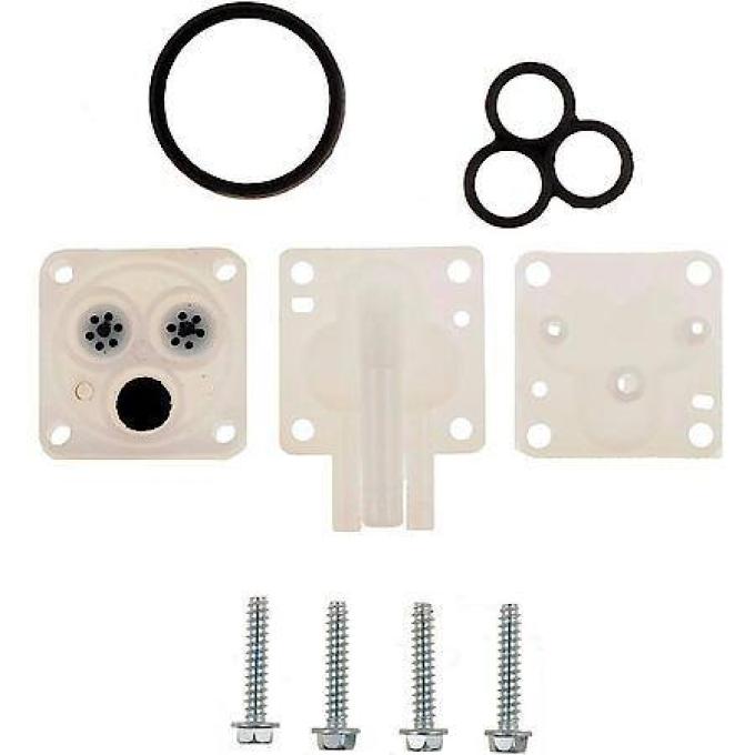Redline Restomotive® GM. A-Body 68-72, F-Body 70-81 (W/Hidden Wiper Models) Washer Pump Repair Kit (Incl. White Straight Pump Nozzle, Seals, Diaphragm & 4 Correct Screws) LG-00-2514-A