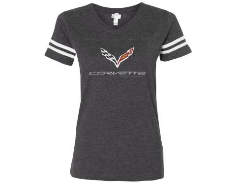 T-Shirt C7 Logo Ladies Smoke Striped Sleeve