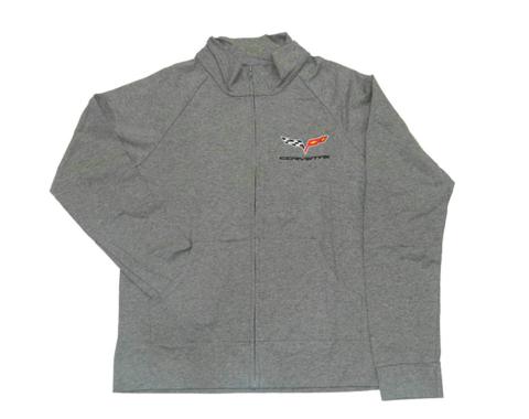 Womens Gray Cadet Jacket With C6 Embroidered Emblem