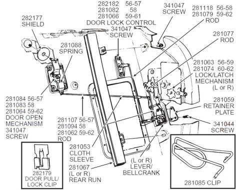 56-62 Rera Door Glass Window Run - Right