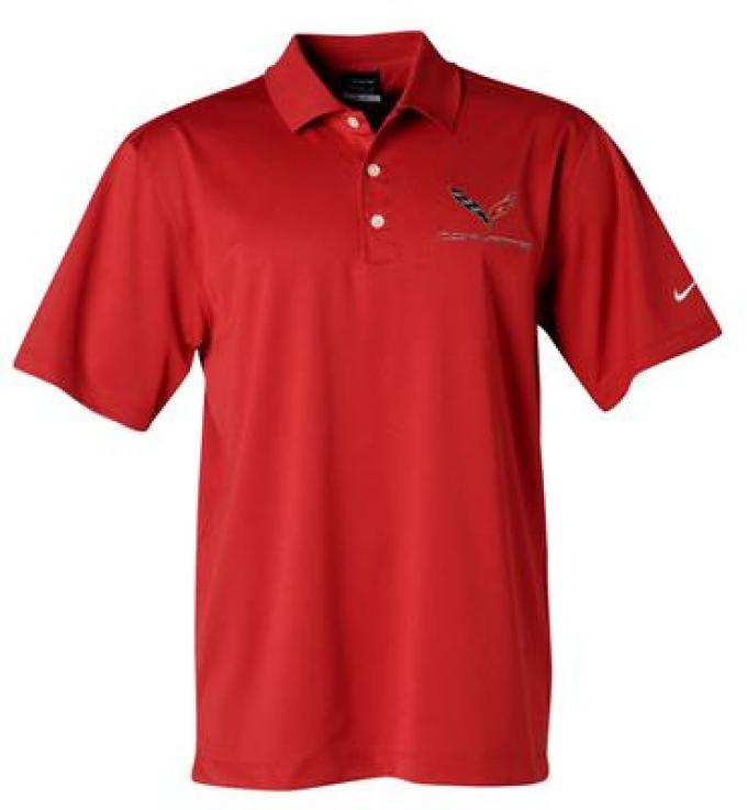 Polo Shirt Red Nike Dri-Fit With C7 Embroidered Logo