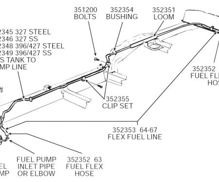 65-67 Fuel Line - Fuel Tank To Pump With Spiral Armor 396/427