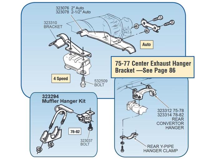 68-78 Exhaust Hanger Bracket - 2 1/2" Center With Automatic Transmission