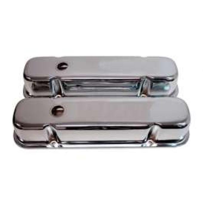 Firebird Chrome Valve Covers, V8, Smooth, Baffled, 1967-1979
