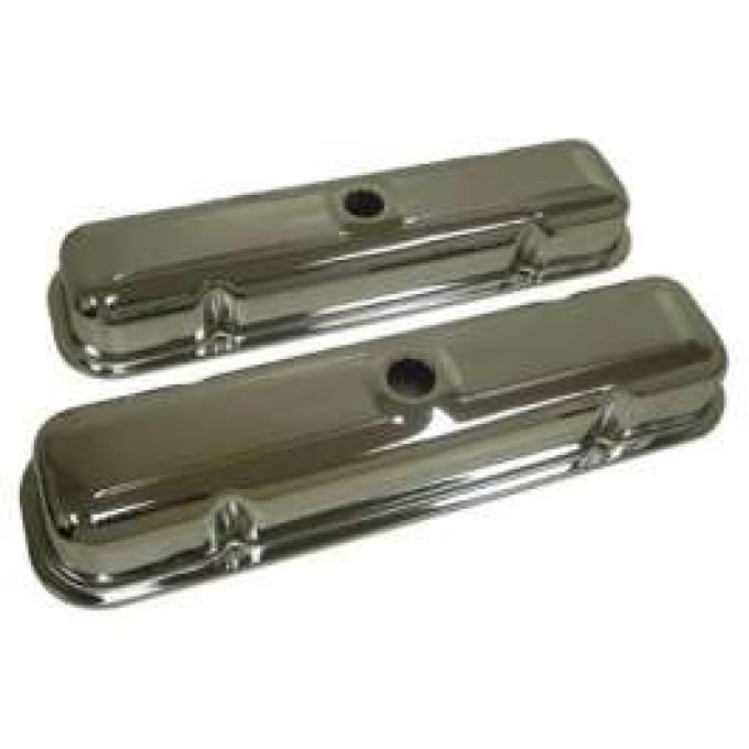Firebird Chrome Valve Covers, V8, Smooth, Unbaffled, 1967-1979