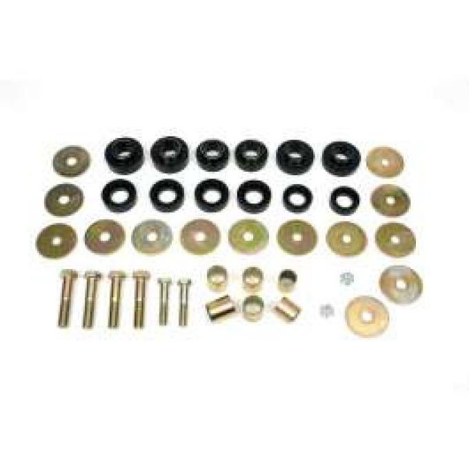Firebird Subframe & Radiator Mounting Bushing Set, Black, Polyurethane, With Hardware, Prothane, 1967-1969