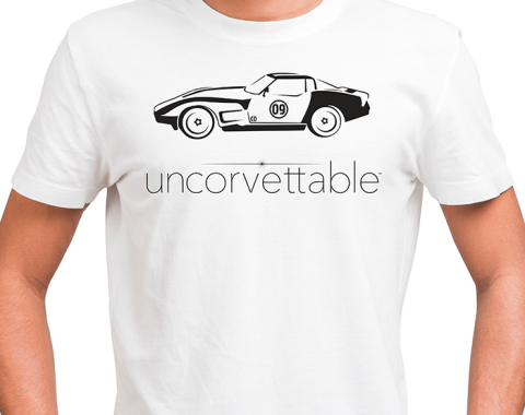 Corvette Depot Uncorvettable Unisex Tee, with 3rd Generation Corvette, White