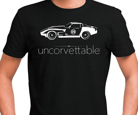 Corvette Depot Uncorvettable Unisex Tee, with 3rd Generation Corvette, Black