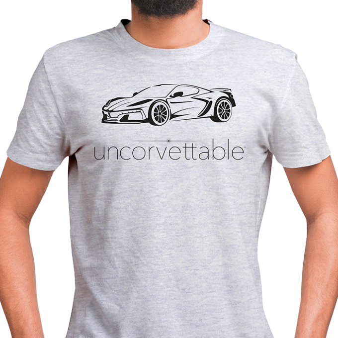 Corvette Depot Uncorvettable Unisex Tee, with 8th Generation Corvette, Ash Gray
