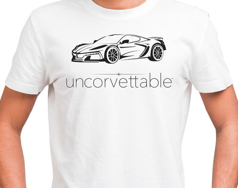 Corvette Depot Uncorvettable Unisex Tee, with 8th Generation Corvette, White