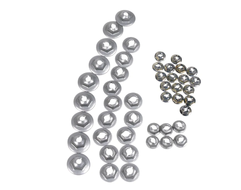 Redline Restomotive® 1967 Chevrolet Corvette 46 Piece Emblem Speed Nut / Fastener Kit